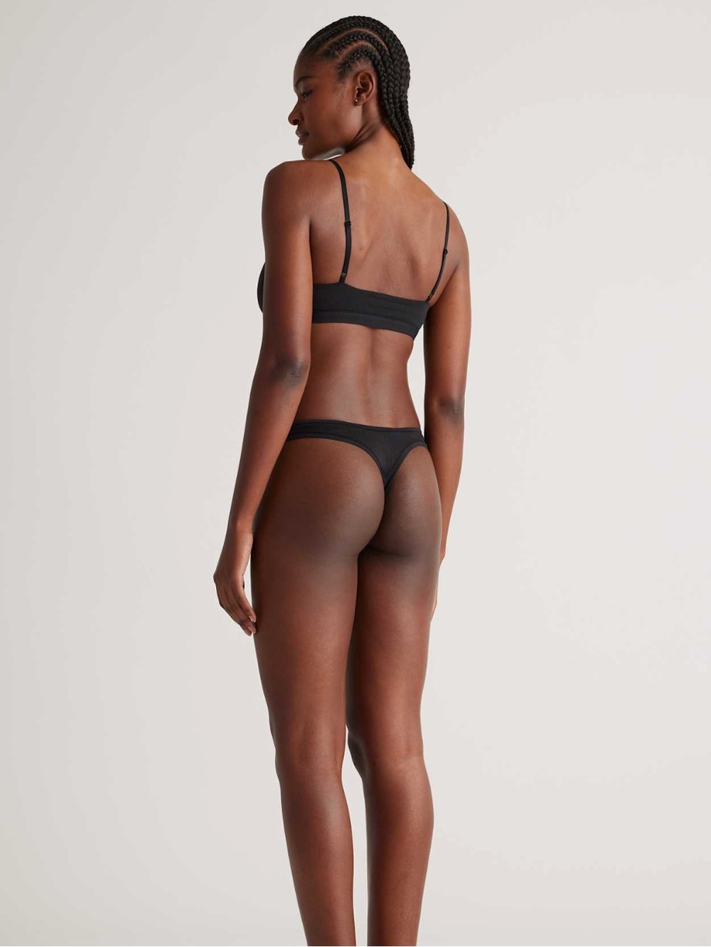 Quince Bonded 6 Pack Thong Bikini Underwear Sz M Black